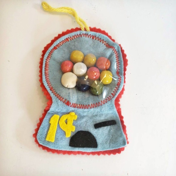 Vintage Felt Christmas Ornament Lot of 4 Gumball Machine Santa Tree Snowman E5 - Picture 3 of 7